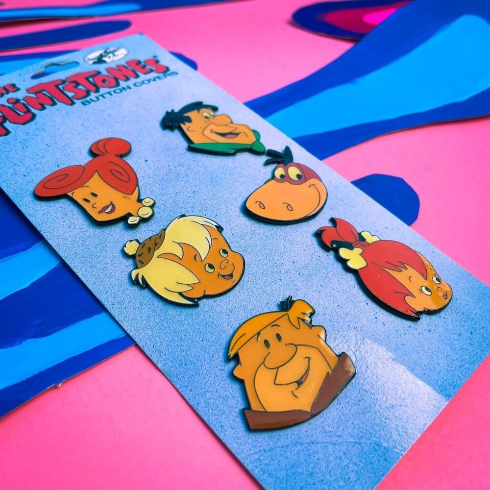 90s vintage Flintstones Family button cover